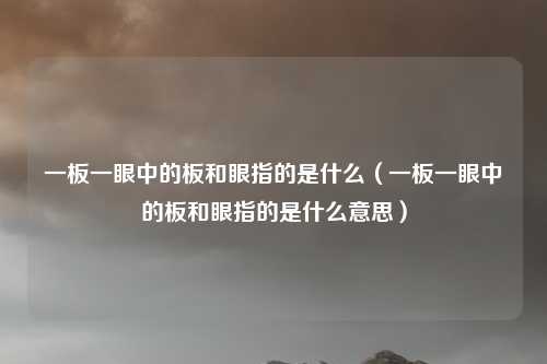 一板一眼中的板和眼指的是什么（一板一眼中的板和眼指的是什么意思）
