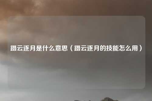 蹑云逐月是什么意思（蹑云逐月的技能怎么用）