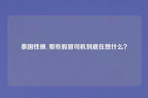 泰国性侵, 那些假冒司机到底在想什么？