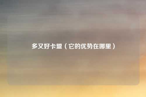 多又好卡盟（它的优势在哪里）