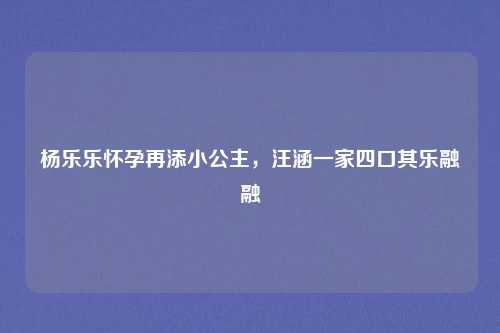 杨乐乐怀孕再添小公主，汪涵一家四口其乐融融