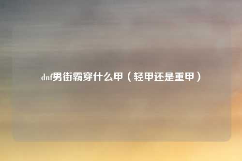 dnf男街霸穿什么甲（轻甲还是重甲）