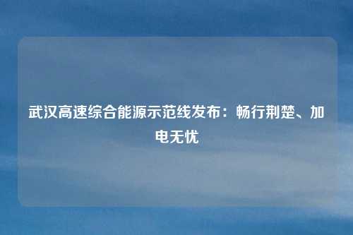 武汉高速综合能源示范线发布：畅行荆楚、加电无忧