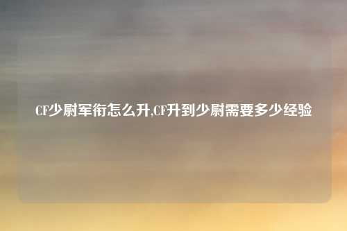 CF少尉军衔怎么升,CF升到少尉需要多少经验