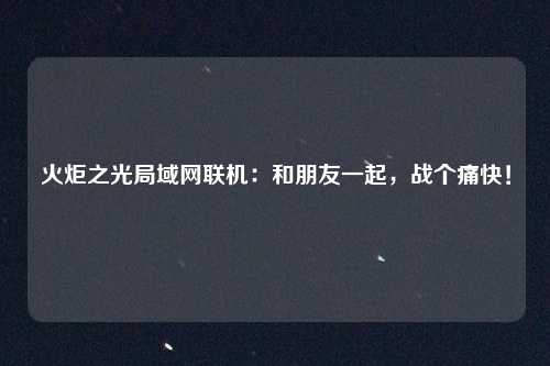 火炬之光局域网联机：和朋友一起，战个痛快！