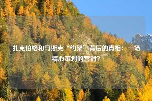 扎克伯格和马斯克“约架”背后的真相：一场精心策划的营销？