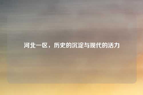 河北一区，历史的沉淀与现代的活力