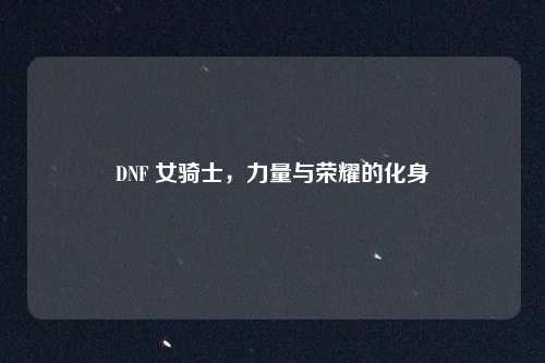 DNF 女骑士，力量与荣耀的化身