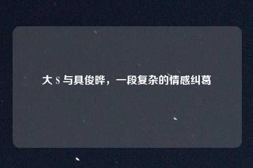 大 S 与具俊晔，一段复杂的情感纠葛