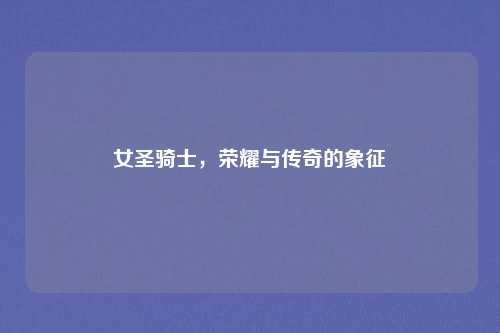 女圣骑士，荣耀与传奇的象征