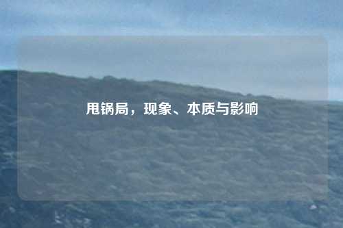 甩锅局，现象、本质与影响