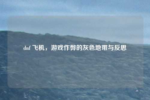 dnf 飞机，游戏作弊的灰色地带与反思