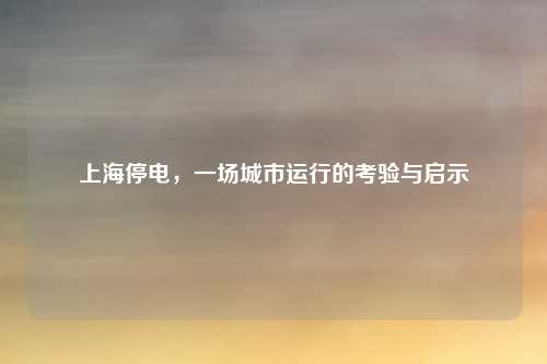 上海停电，一场城市运行的考验与启示