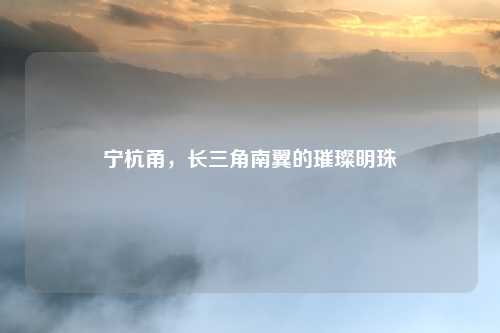 宁杭甬，长三角南翼的璀璨明珠