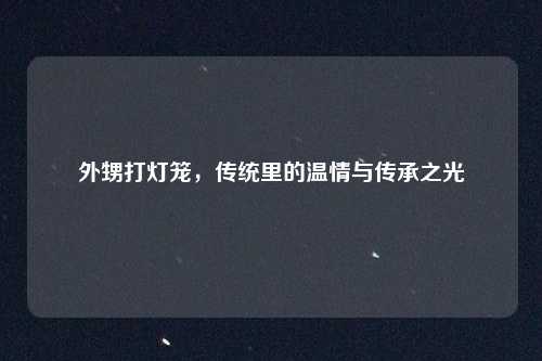 外甥打灯笼，传统里的温情与传承之光