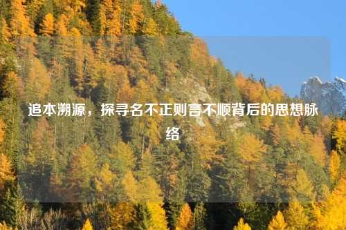 追本溯源，探寻名不正则言不顺背后的思想脉络