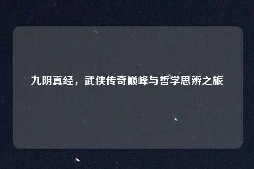 九阴真经，武侠传奇巅峰与哲学思辨之旅
