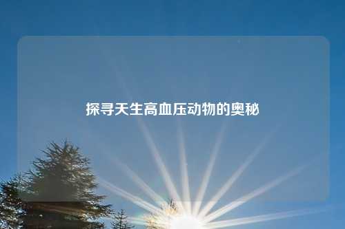 探寻天生高血压动物的奥秘
