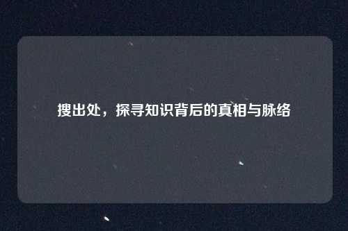 搜出处，探寻知识背后的真相与脉络