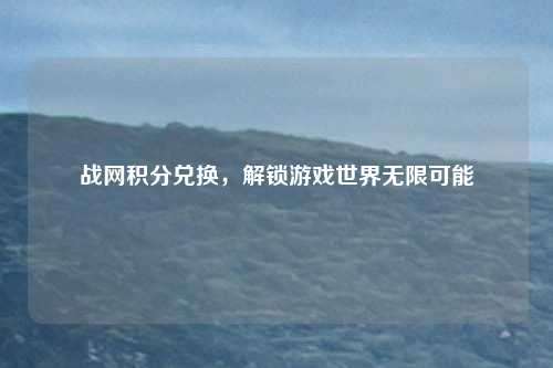战网积分兑换，解锁游戏世界无限可能