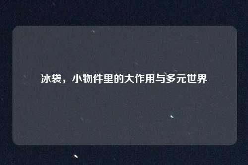 冰袋，小物件里的大作用与多元世界