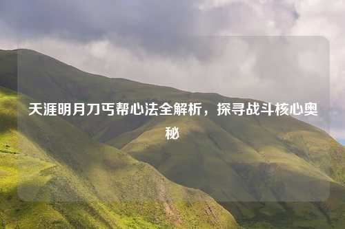 天涯明月刀丐帮心法全解析，探寻战斗核心奥秘