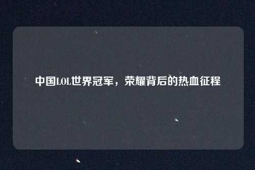 中国LOL世界冠军，荣耀背后的热血征程