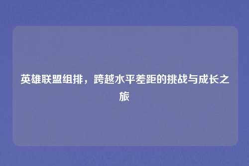 英雄联盟组排，跨越水平差距的挑战与成长之旅