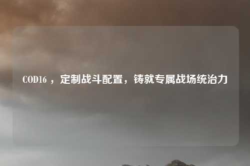 COD16 ,定制战斗配置,铸就专属战场统治力 COD16 ,定制战斗配置,铸就专属战场统治力
