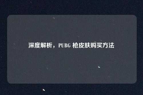 深度解析,PUBG 枪皮肤购买方法