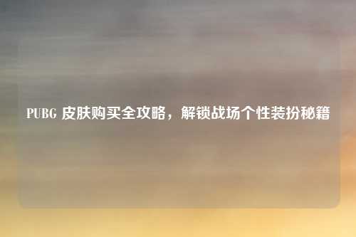 PUBG 皮肤购买全攻略,解锁战场个性装扮秘籍 PUBG 皮肤购买全攻略,解锁战场个性装扮秘籍