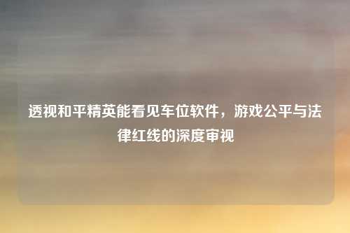 透视和平精英能看见车位软件,游戏公平与法律红线的深度审视 透视和平精英能看见车位软件,游戏公平与法律红线的深度审视