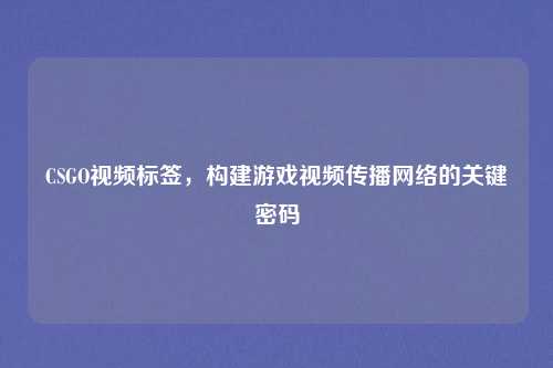 CSGO视频标签,构建游戏视频传播网络的关键密码 CSGO视频标签,构建游戏视频传播网络的关键密码