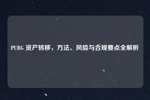 PUBG 资产转移，方法、风险与合规要点全解析