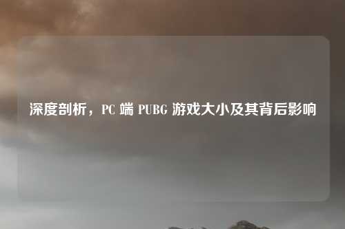 深度剖析,PC 端 PUBG 游戏大小及其背后影响 深度剖析,PC 端 PUBG 游戏大小及其背后影响