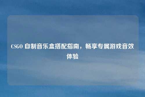 CSGO 自制音乐盒搭配指南，畅享专属游戏音效体验