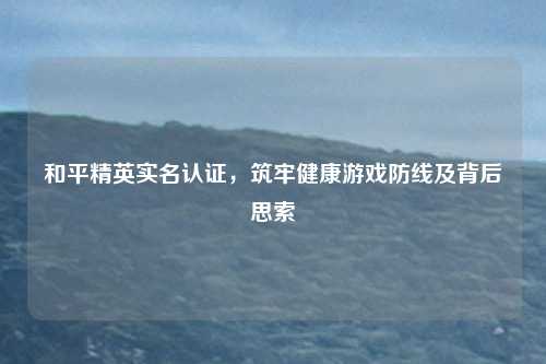 和平精英实名认证，筑牢健康游戏防线及背后思索