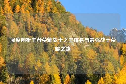 深度剖析王者荣耀战士之王排名与最强战士荣耀之路