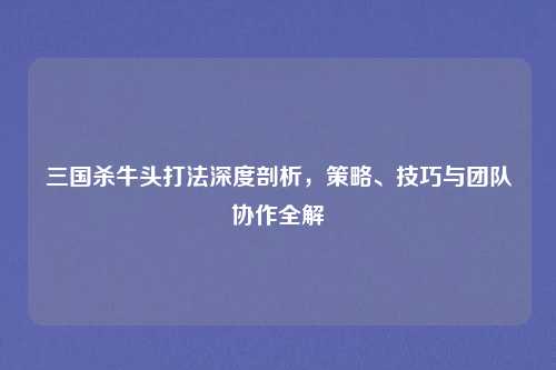 三国杀牛头打法深度剖析，策略、技巧与团队协作全解