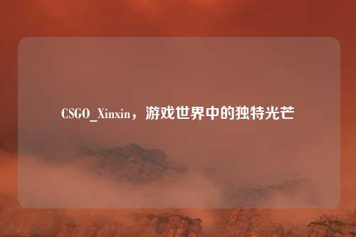 CSGO_Xinxin，游戏世界中的独特光芒