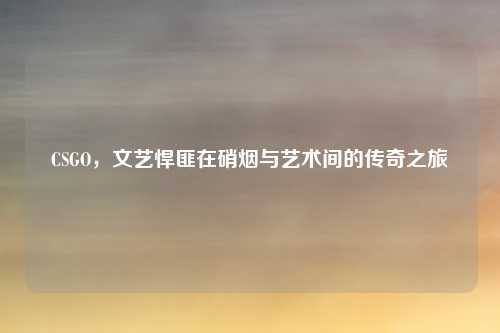 CSGO，文艺悍匪在硝烟与艺术间的传奇之旅