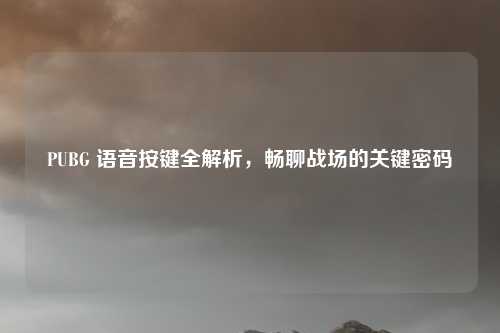 PUBG 语音按键全解析,畅聊战场的关键密码