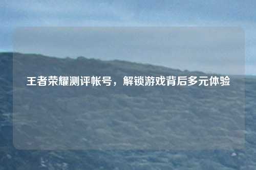 王者荣耀测评帐号，解锁游戏背后多元体验