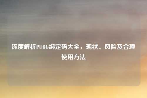 深度解析PUBG绑定码大全，现状、风险及合理使用方法