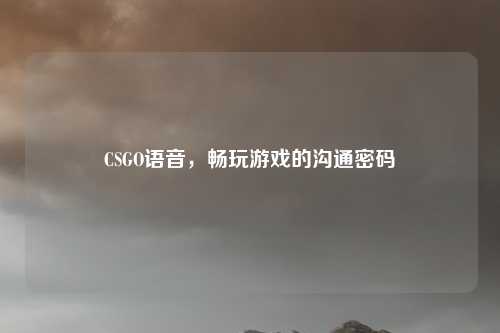 CSGO语音，畅玩游戏的沟通密码