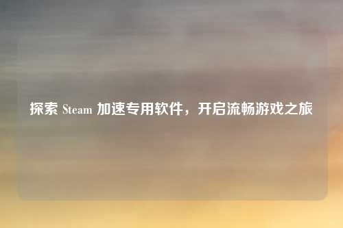 探索 Steam 加速专用软件，开启流畅游戏之旅