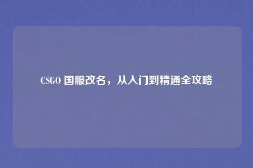 CSGO 国服改名,从入门到精通全攻略