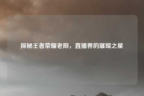 探秘王者荣耀老阳,直播界的璀璨之星
