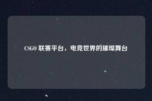 CSGO 联赛平台,电竞世界的璀璨舞台