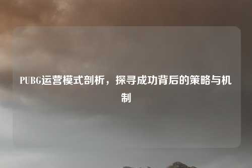 PUBG运营模式剖析,探寻成功背后的策略与机制